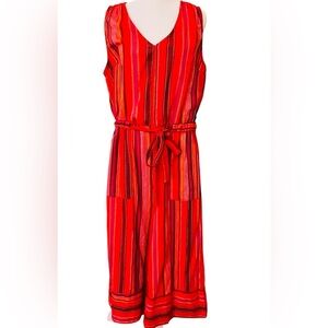 XL V Neck Multicolor Striped Wide Pant Garmet